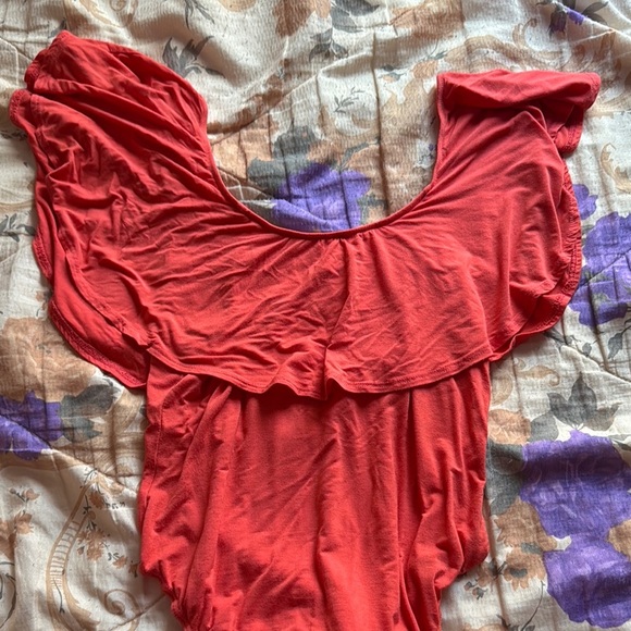 Alya Red Ruffle Bodysuit - Picture 7 of 8